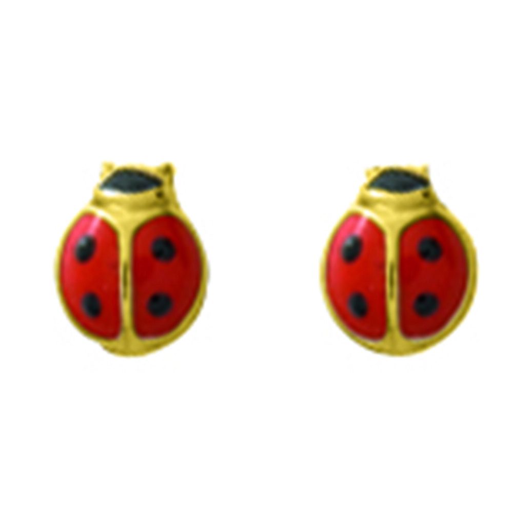 Photo de Boucles d'oreilles Coccinelles - Vis - Or jaune 9ct
