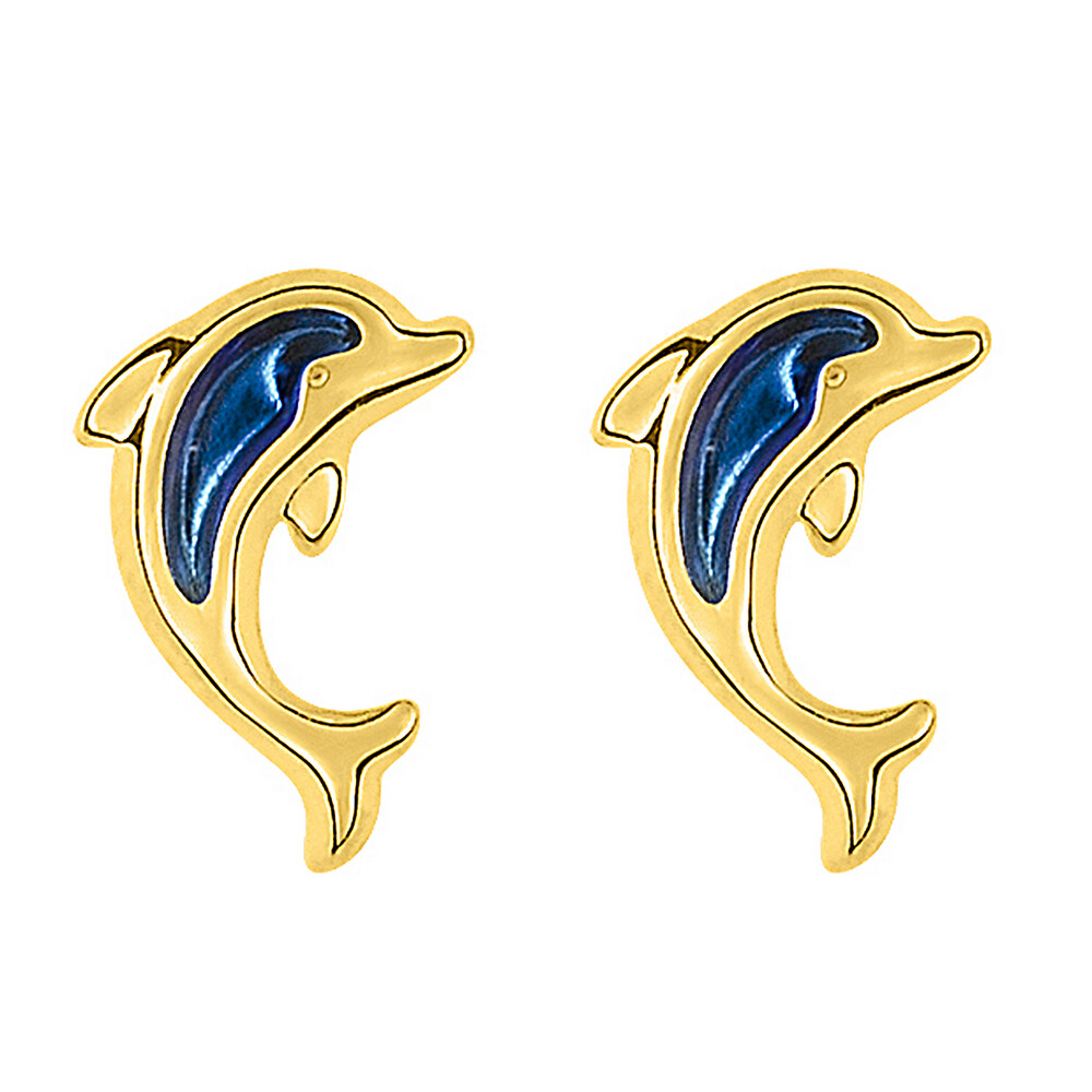 Photo de Boucles d'oreilles Dauphins - Vis - Or jaune 9ct