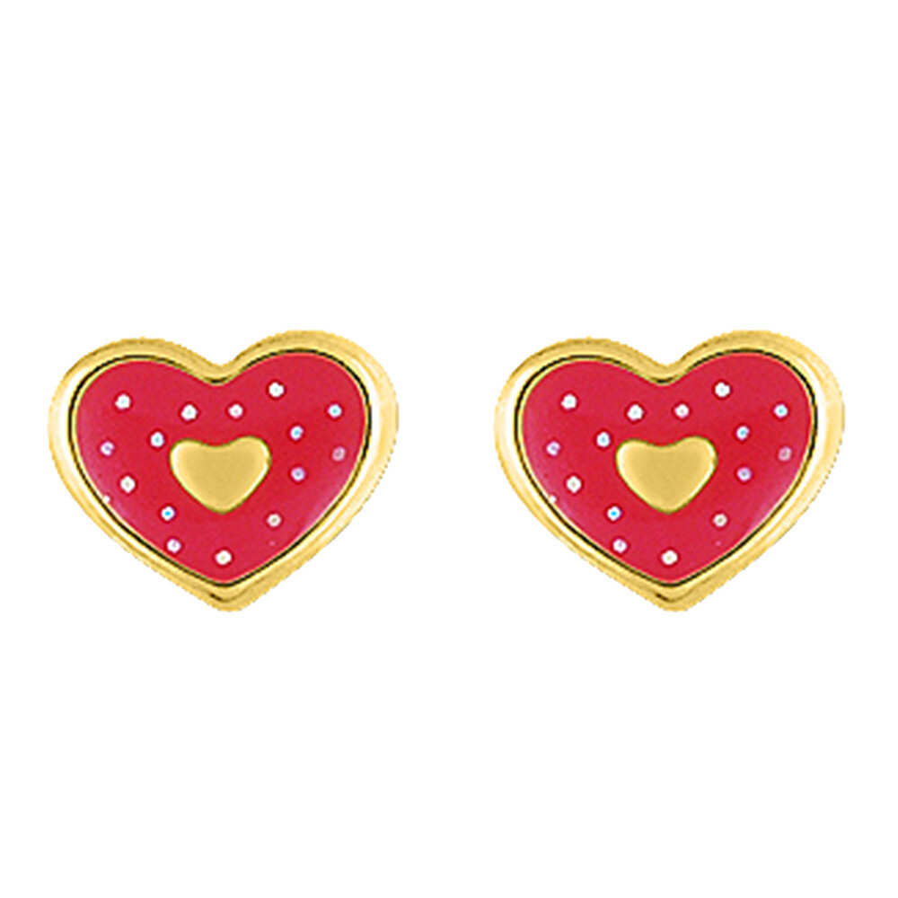 Photo de Boucles d'oreilles Coeurs - Vis - Or jaune 9ct