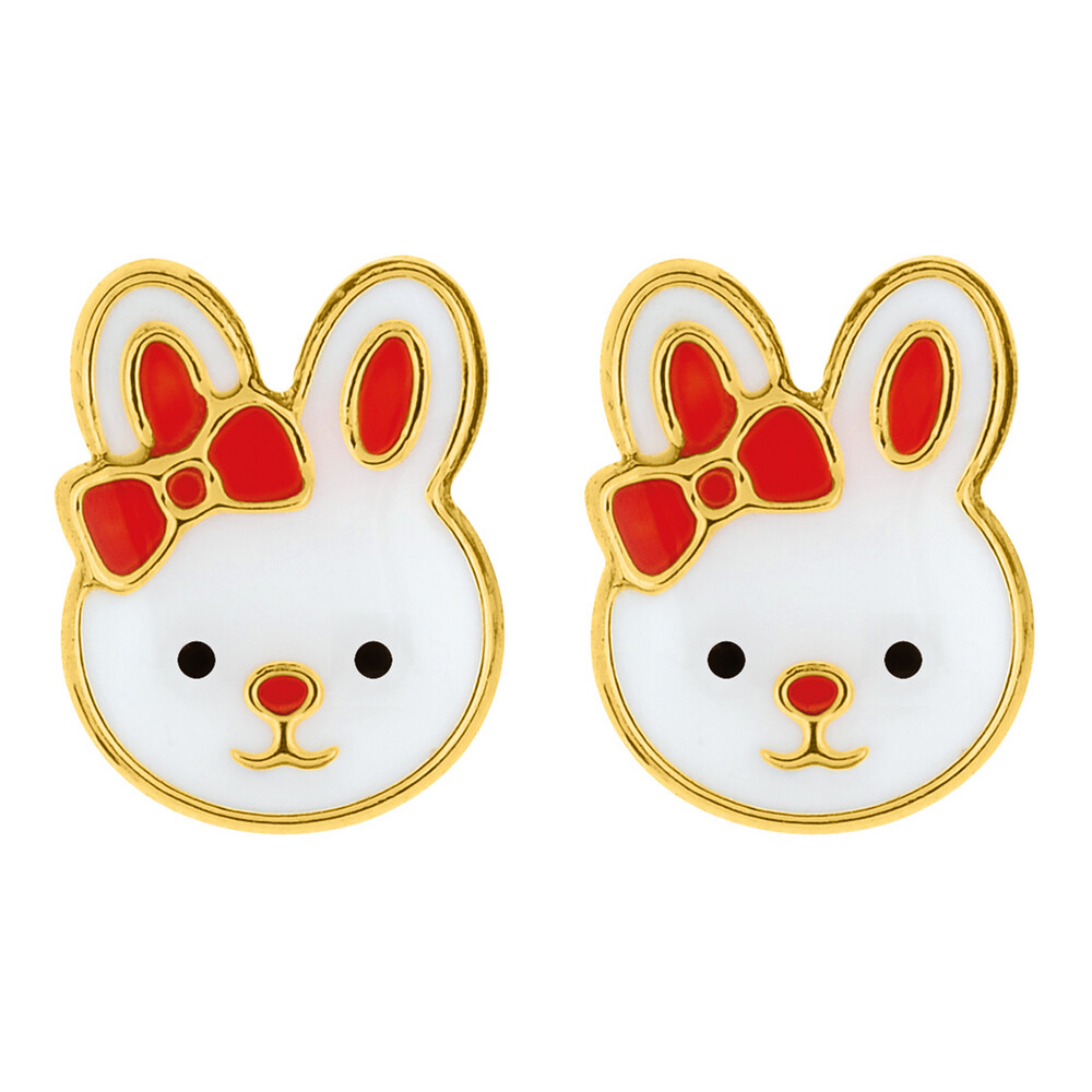 Photo de Boucles d'oreilles Lapin - Vis - Or jaune 9ct