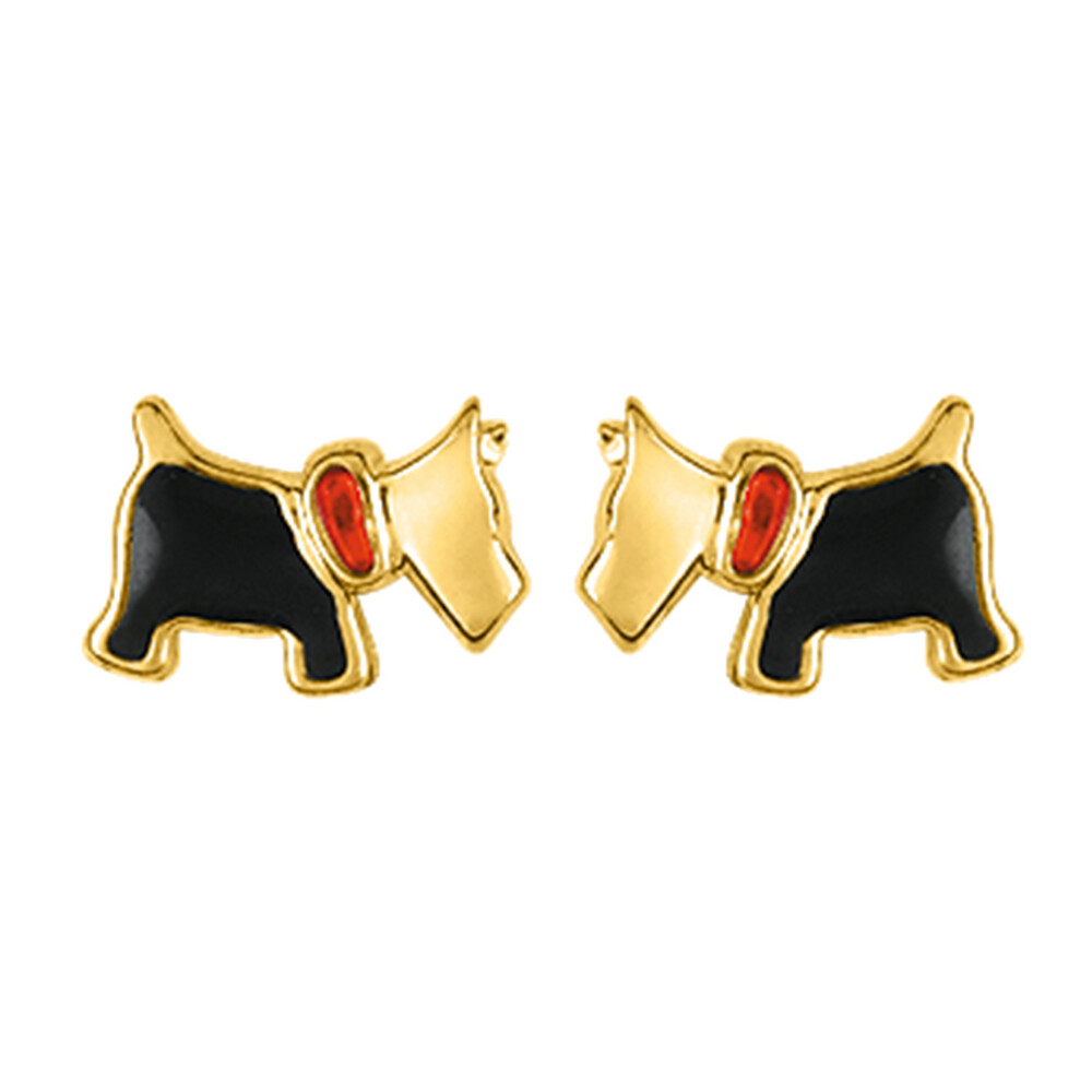 Photo de Boucles d'oreilles Chien - Vis - Or jaune 9ct