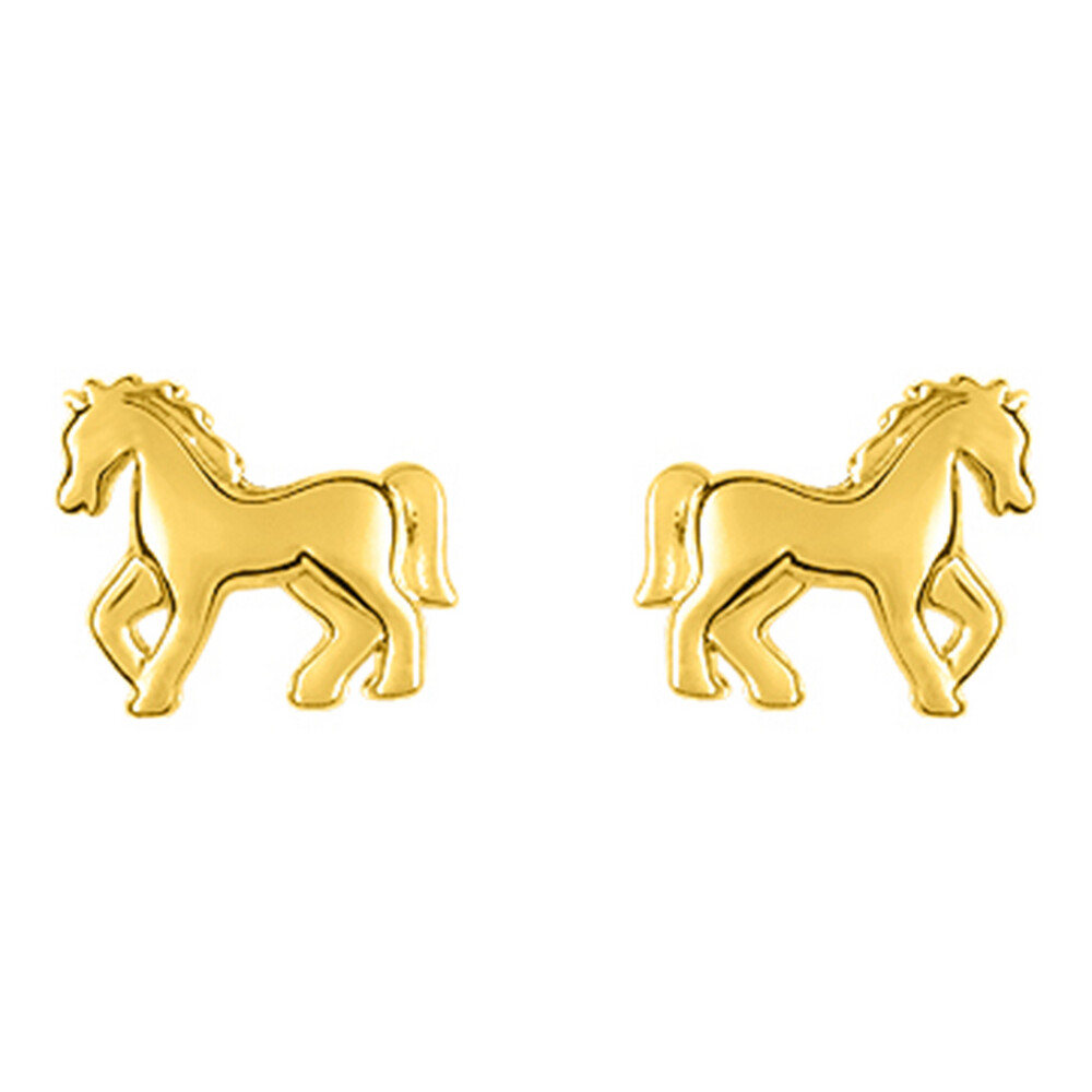 Photo de Boucles d'oreilles cheval - Vis - Or jaune 9ct