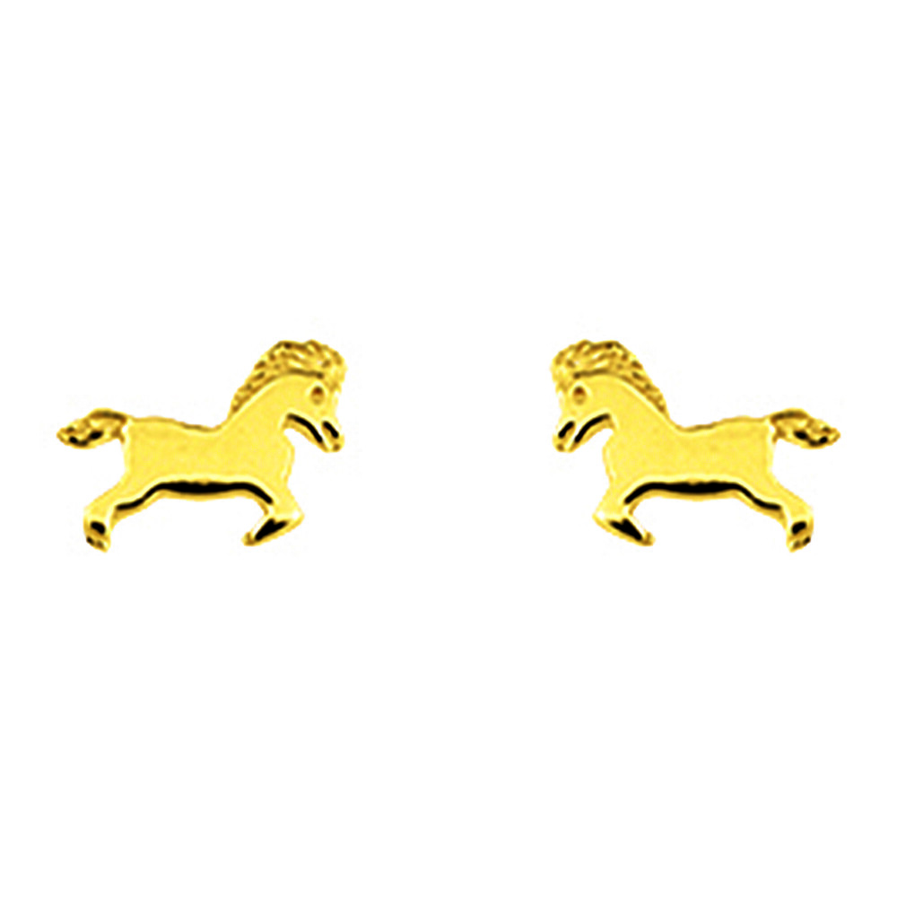 Photo de Boucles d'oreilles chevaux - Puces - Or jaune 9ct
