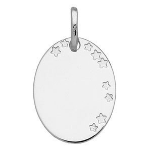 Photo de Médaille Ovale étoilée - Or blanc 9ct