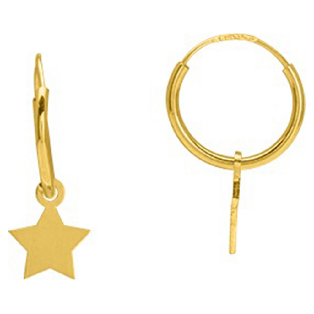 Photo de Boucles d'oreilles  étoiles - créoles - Or jaune 9ct