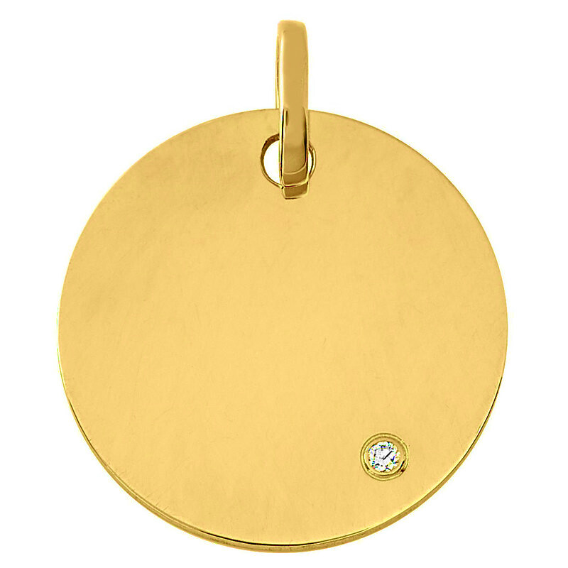 Photo de Médaille ronde - diamant & or jaune 9ct