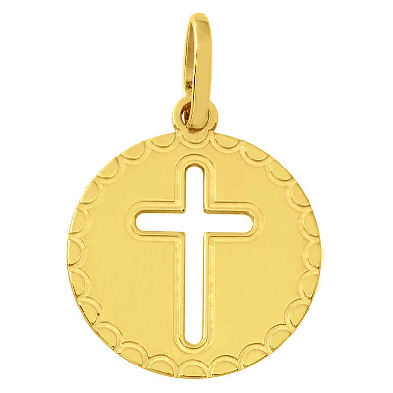Photo de Médaille croix repercée - Or jaune 18ct