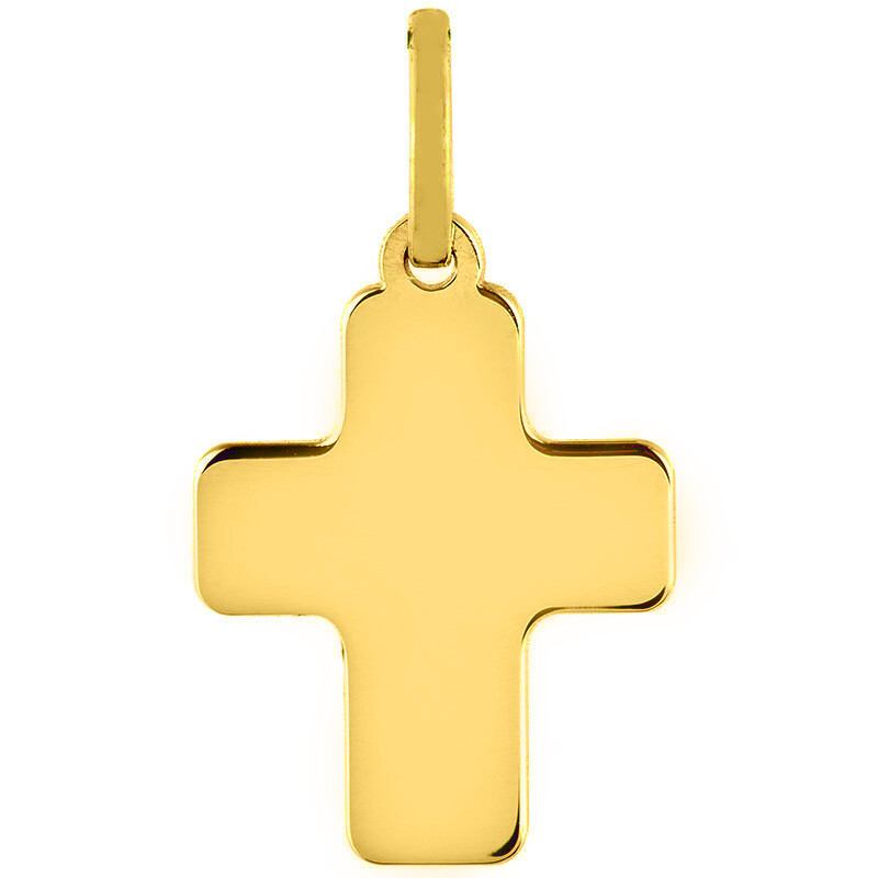 Photo de Croix bords ronds personnalisée - Or jaune 18ct