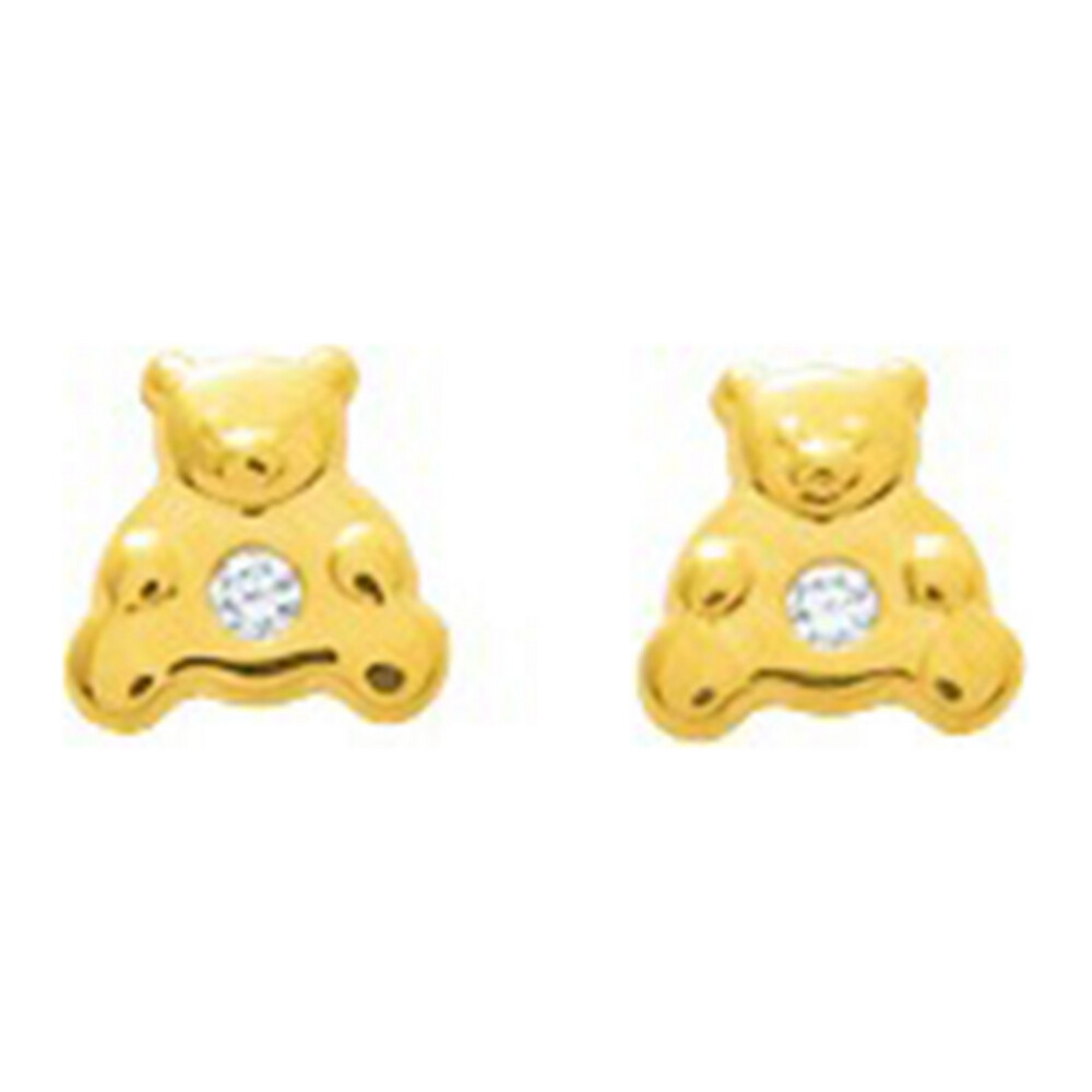 Photo de Boucles d'oreilles Ourson - Puces - Or jaune 18ct