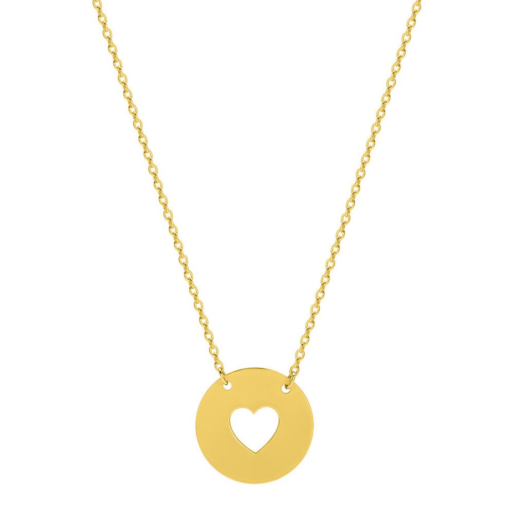 Photo de Collier chaine & médaille coeur ajourée - Or jaune 9ct
