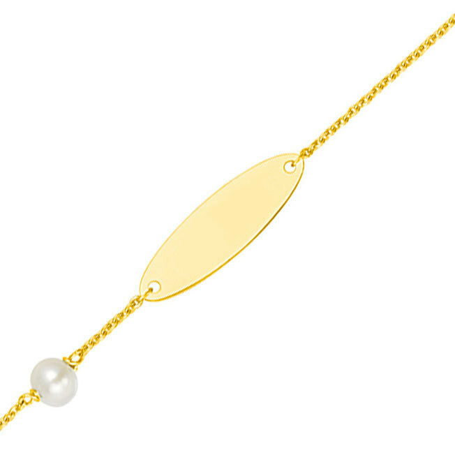 Photo de Gourmette bébé perle - Or jaune 9ct