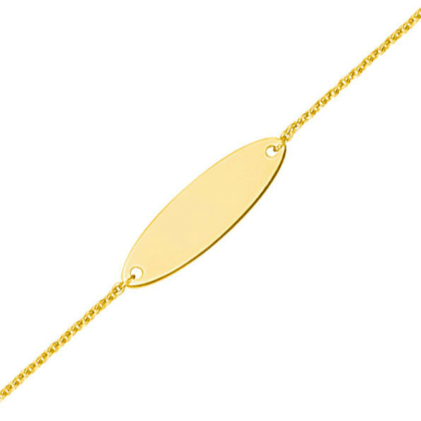 Photo de Gourmette bébé forçat ovale  - Or jaune 9ct