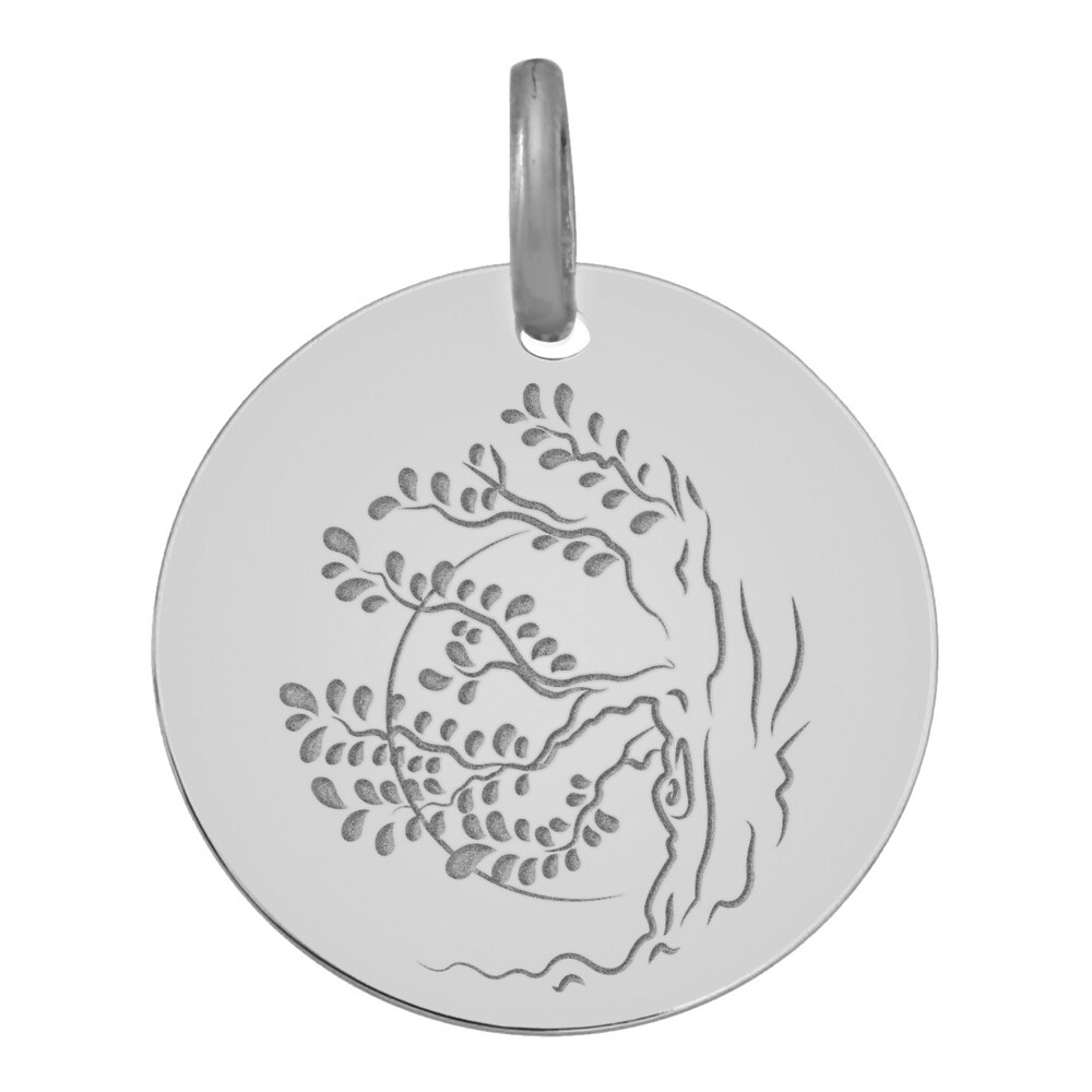 Photo de Médaille Arbre coucher de soleil - Or blanc 18ct