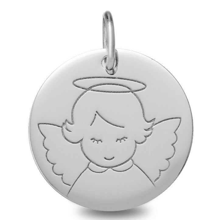 Photo de Médaille Ange auréolé - Or blanc 18ct