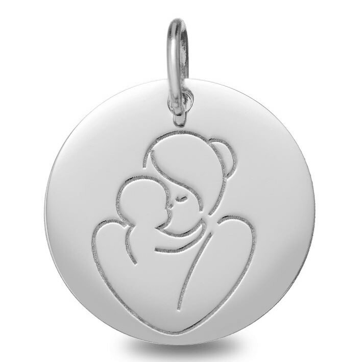 Photo de Médaille Vierge à l'enfant - Or blanc 9ct