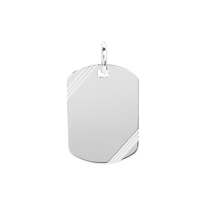 Photo de Pendentif plaque tonneau striée - Argent massif