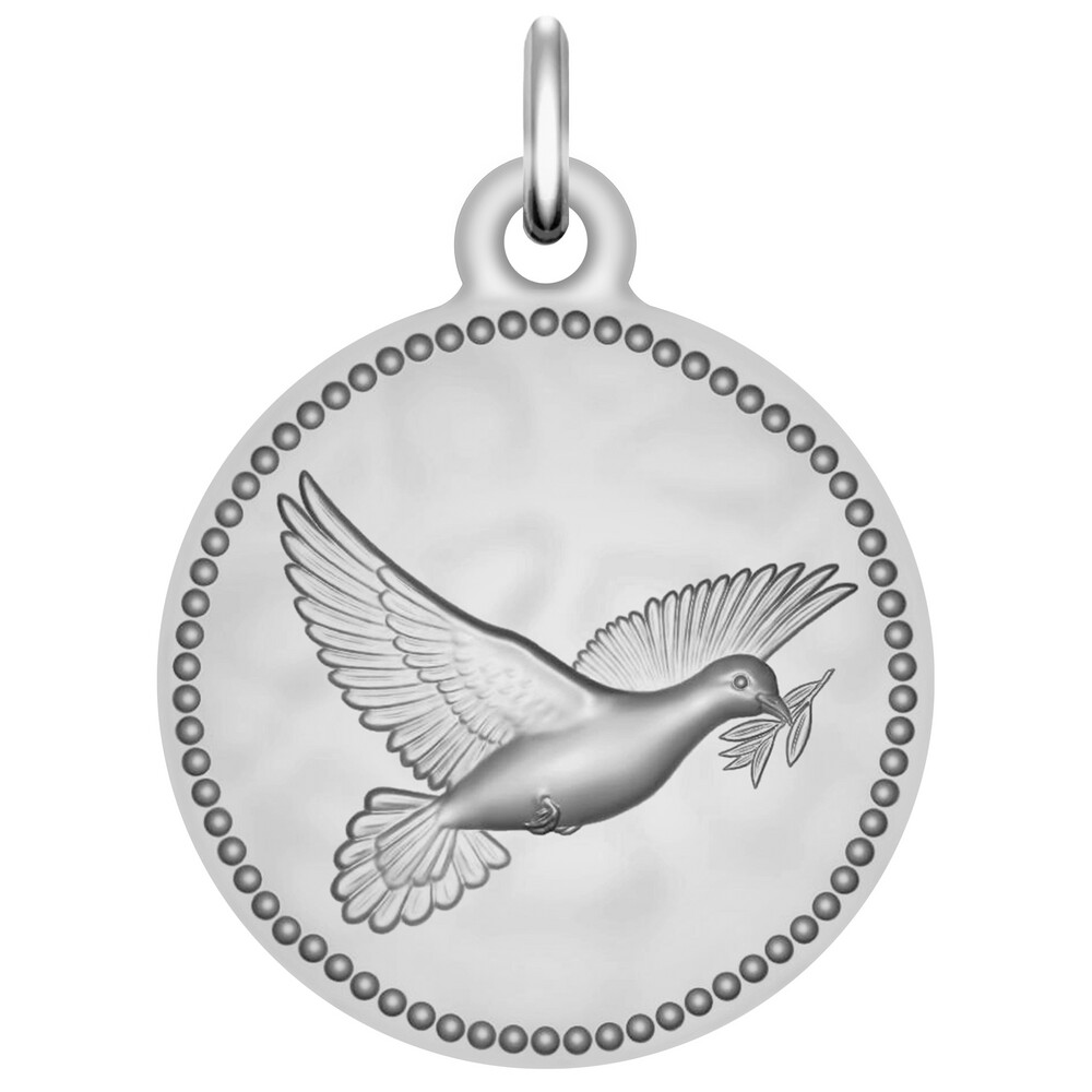 Photo de Médaille Colombe perlées - Argent massif