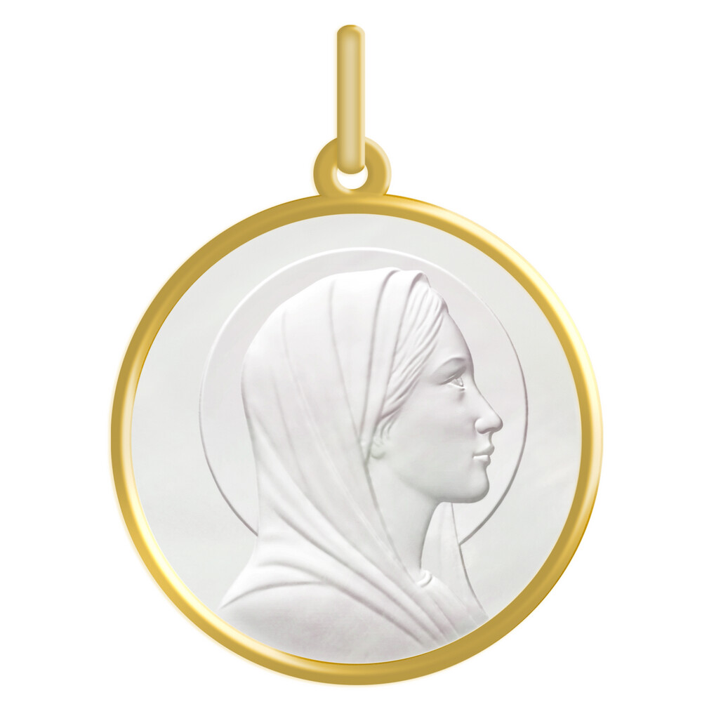 Photo de Médaille Vierge - Or jaune 18ct & Nacre